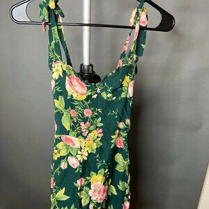 Reformation Christine Green Floral Dress